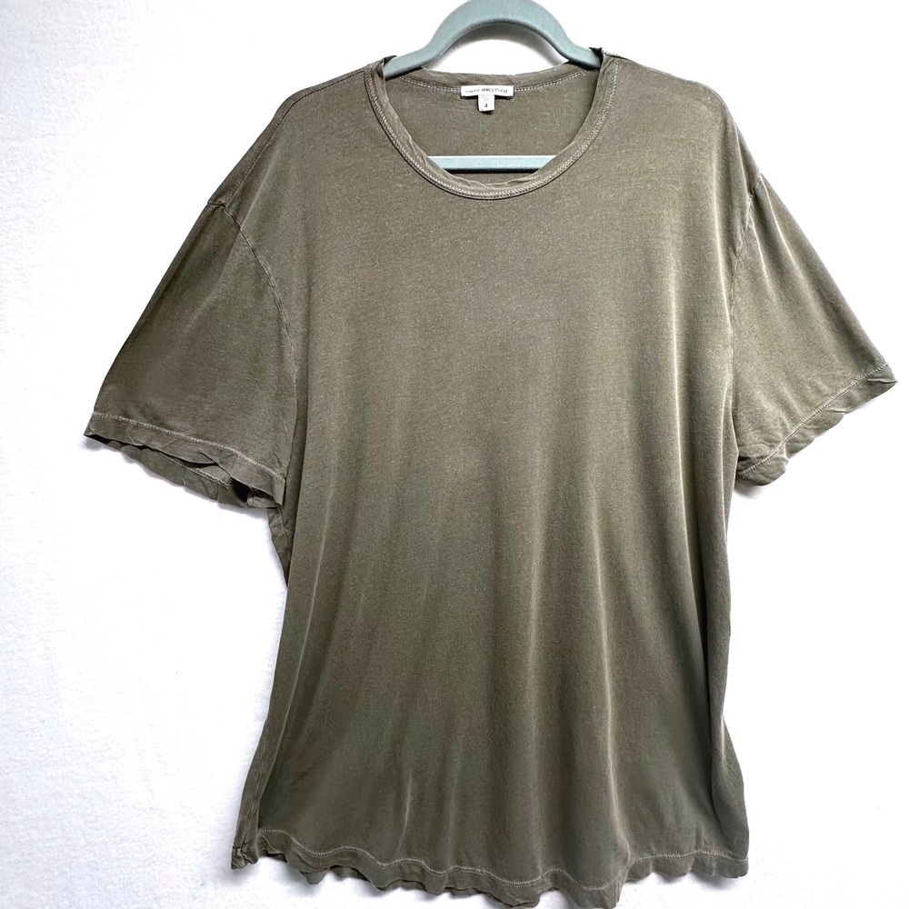 James Perse T-Shirt Mens 4 XL Grey Green Soft Crew Neck Short Sleeve Cotton Tee